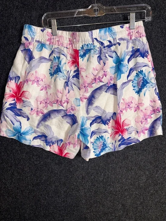 Tommy Bahama White Floral 100% Linen Shorts with Pink Blue and Red Flowers Med - Picture 5 of 7